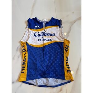 Voler California Triathlon Herbalife Sleeveless Cycling Jersey Blue Yellow Large